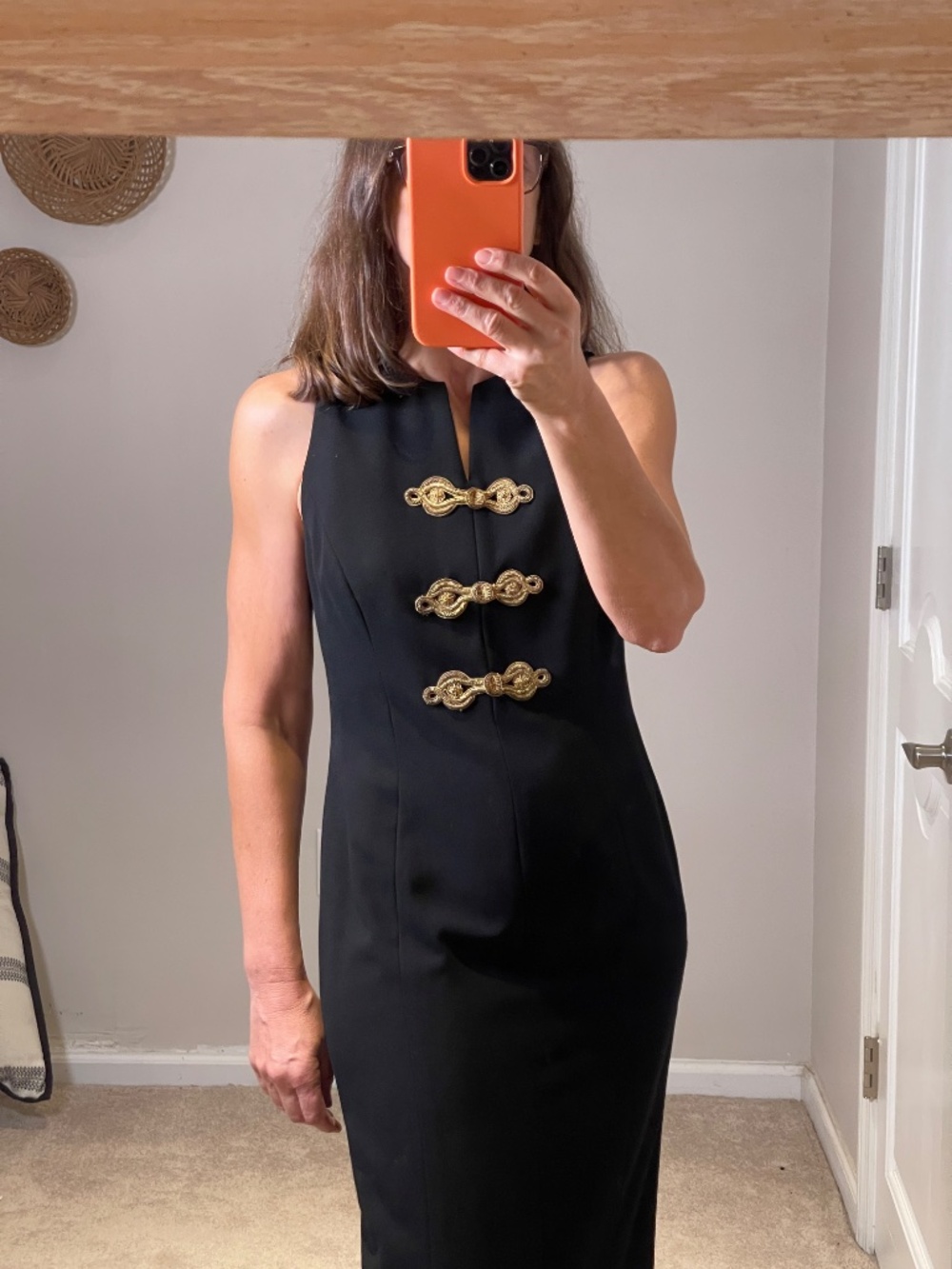 Evan Picone embroidery details  formal black dress women size 6P